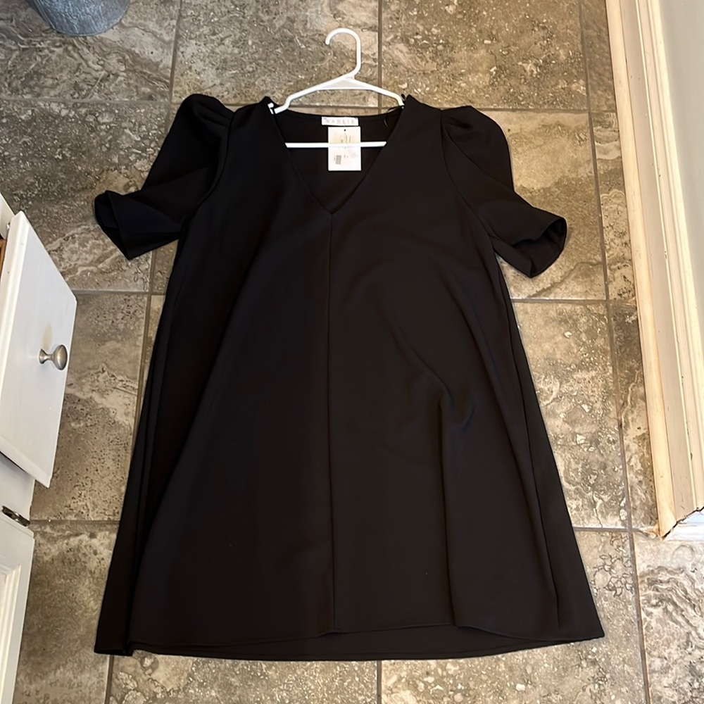 NWT Karlie puff sleeve black dress size medium!!